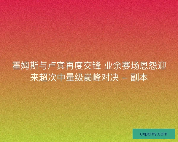 霍姆斯与卢宾再度交锋 业余赛场恩怨迎来超次中量级巅峰对决 - 副本